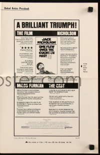 6p0876 ONE FLEW OVER THE CUCKOO'S NEST pressbook 1975 great c/u of Jack Nicholson, Milos Forman classic!