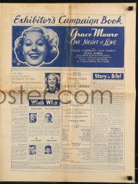 6p0787 ONE NIGHT OF LOVE pressbook 1934 pretty opera singer Grace Moore, cool newspaper design!