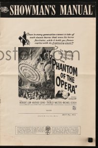 6p0766 PHANTOM OF THE OPERA pressbook 1962 Hammer horror, Herbert Lom, cool art by Reynold Brown!