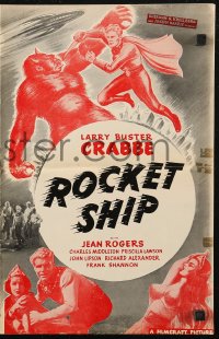 6p0832 ROCKET SHIP pressbook R1950 re-release of 1936's Flash Gordon with Buster Crabbe!