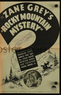 6p0780 ROCKY MOUNTAIN MYSTERY pressbook 1935 Zane Grey, Randolph Scott, early Ann Sheridan, rare!