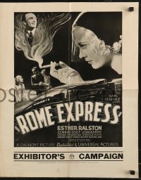6p0790 ROME EXPRESS pressbook 1933 c/u of detective Conrad Veidt by open train door, ultra rare!