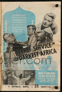6p0816 SECRET SERVICE IN DARKEST AFRICA pressbook 1943 Rod Cameron, Marsh, Republic serial, rare!