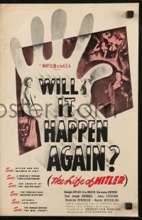 6p0830 WILL IT HAPPEN AGAIN pressbook 1948 Dwain Esper's The Life of Hitler & Eva Braun!