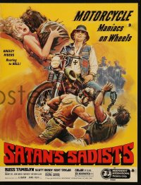 6p0360 SATAN'S SADISTS promo brochure R1984 motorcycle maniacs on wheels roaring to Hell!