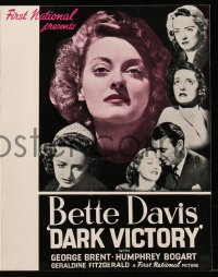 6p0562 DARK VICTORY English trade ad 1939 Bette Davis, Humphrey Bogart, George Brent, different!