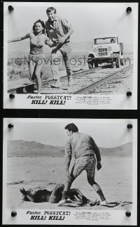 6r0437 FASTER, PUSSYCAT! KILL! KILL! 2 8x10 stills 1965 Russ Meyer, fight & chase on railroad tracks!