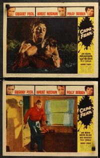 6r1185 CAPE FEAR 2 LCs 1962 great images of Gregory Peck, Robert Mitchum, classic film noir!