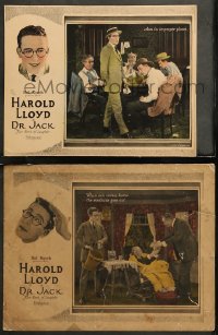 6r1201 DR. JACK 2 LCs 1922 country doctor Harold Lloyd poses as lunatic, w/ cool poker image!