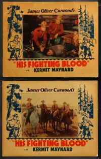 6r1217 HIS FIGHTING BLOOD 2 LCs 1935 great images of Canadian Mountie Kermit Maynard, ultra rare!