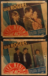 6r1227 LIFE BEGINS AT 40 2 LCs 1935 images of newspaper editor Will Rogers & pretty Rochelle Hudson!