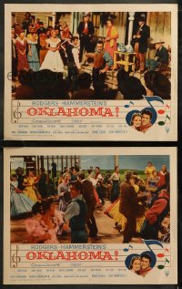 6r1242 OKLAHOMA 2 LCs 1956 Rodgers & Hammerstein musical, great dancing images, RKO release!