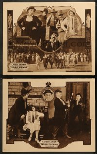 6r1270 TROUBLE BREWING 2 LCs 1924 Larry Semon and Oliver Hardy in western cowboy short, ultra rare!