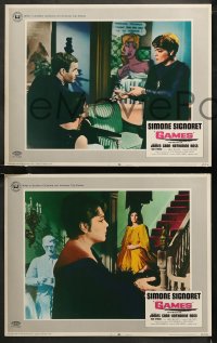 6r0722 GAMES 8 LCs 1967 Simone Signoret, Katharine Ross, passion wears a mask of terror!