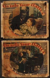 6r1126 GO INTO YOUR DANCE 3 LCs 1935 great images of Al Jolson & Ruby Keeler, one in blackface, rare!