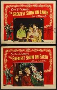 6r0733 GREATEST SHOW ON EARTH 8 LCs 1952 Cecil B. DeMille circus classic, Charlton Heston, Stewart!