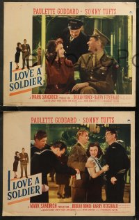 6r0951 I LOVE A SOLDIER 6 LCs 1944 Paulette Goddard & Sonny Tufts in uniform, Barry Fitzgerald!