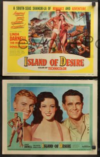 6r0756 ISLAND OF DESIRE 8 LCs 1952 sexy Linda Darnell & Tab Hunter in tropical adventure!
