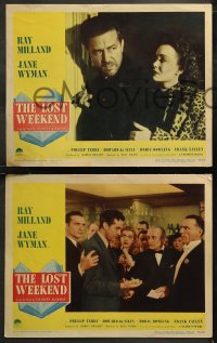 6r1048 LOST WEEKEND 4 LCs 1945 alcoholic Ray Milland, Jane Wyman, directed by Billy Wilder!