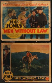 6r1055 MEN WITHOUT LAW 4 LCs R1934 cowboy Buck Jones & his horse in a thrilling all-talking western!
