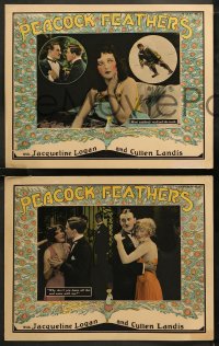 6r1061 PEACOCK FEATHERS 4 LCs 1925 Jacqueline Logan realizes Landis is in trouble, cool border art!