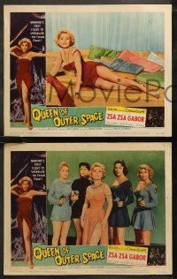 6r1150 QUEEN OF OUTER SPACE 3 LCs 1958 sexy Zsa Zsa Gabor & Laurie Mitchell, beauties of planet Venus