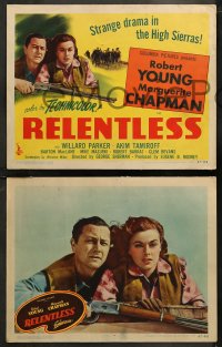 6r0822 RELENTLESS 8 LCs 1947 Robert Young, Marguerite Chapman, strange drama in the High Sierras!
