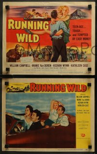 6r0830 RUNNING WILD 8 LCs 1955 bad teens William Campbell & sexy Mamie Van Doren, Kathleen Case!