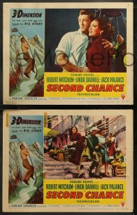 6r1067 SECOND CHANCE 4 3D LCs 1953 Robert Mitchum & sexy Linda Darnell, cool cable car scenes!