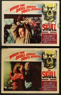 6r0843 SKULL 8 LCs 1965 Peter Cushing, great horror images, based on a story by Robert Bloch!