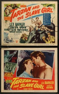 6r0860 TARZAN & THE SLAVE GIRL 8 LCs 1950 great images of Lex Barker w/animals & fighting!