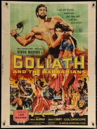 6s0021 GOLIATH & THE BARBARIANS 30x40 1959 marvelous art of Steve Reeves & sexy Chelo Alonso!