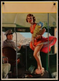 6s0025 ART FRAHM calendar sample 1950s sexy art woman dropping panties on bus, A Fare Loser!