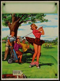 6s0024 ART FRAHM calendar sample 1950s sexy art woman dropping panties golf course, Early Trouble!