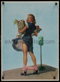 6s0023 ART FRAHM calendar 1950s great sexy art woman dropping panties with groceries, O-oh!
