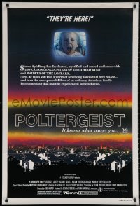 6s0484 POLTERGEIST Aust 1sh 1982 Tobe Hooper, classic, they're here, Heather O'Rourke screaming!