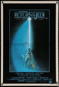 6s0486 RETURN OF THE JEDI style A Aust 1sh 1983 George Lucas, hands holding lightsaber by Tim Reamer!