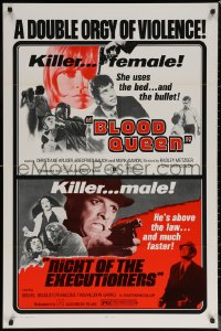 6s0956 BLOOD QUEEN/NIGHT OF THE EXECUTIONERS 1sh 1973 double orgy of violence!