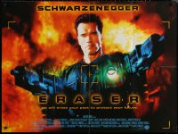6s0609 ERASER DS British quad 1996 cool image of Arnold Schwarzenegger with two giant guns!