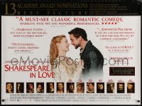 6s0623 SHAKESPEARE IN LOVE DS British quad 1998 close up of Gwyneth Paltrow & Fiennes over cast!