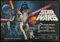 6s0626 STAR WARS 27.5x39 British quad 1978 A New Hope, George Lucas sci-fi, art by Tom William Chantrell!