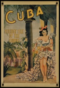 6s0254 CUBA 20x30 commercial poster 2001 reprint of the 1949 poster, holiday isle of the tropics!