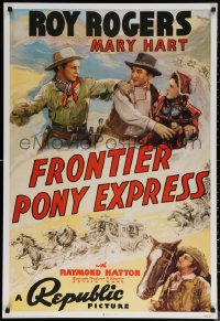 6s0258 FRONTIER PONY EXPRESS 27x40 commercial poster 1990s Roy Rogers saving Mary Hart from bad guy!