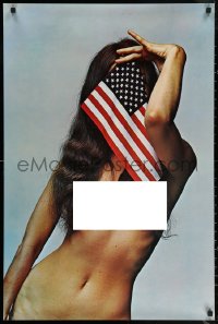 6s0283 UNKNOWN COMMERCIAL POSTER 24x36 commercial poster 1970s image of sexy naked woman and flag!