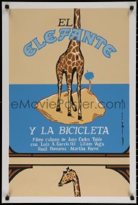 6s0691 ELEPHANT & THE BICYCLE Cuban 1994 wild art of giraffe on island by Manuel Marzel!