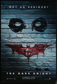 6s0984 DARK KNIGHT teaser DS 1sh 2008 why so serious? cool graffiti image of the Joker's face!