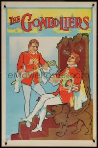 6s0228 GONDOLIERS stage play English double crown 1910s Marco & Giuseppe clean King's sword & crown!