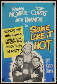6s0599 SOME LIKE IT HOT English double crown R1960s Monroe with Tony Curtis & Jack Lemmon in drag!