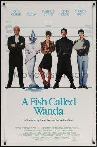 6s1023 FISH CALLED WANDA int'l 1sh 1988 John Cleese, Jamie Lee Curtis, Kline & Palin in police line up!