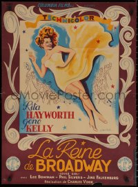 6s0527 COVER GIRL French 23x31 1947 different art of Rita Hayworth in flowing outfit by Noel, rare!